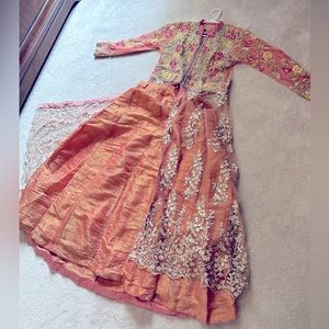 Designer, Embroidered Pakistani Sharara, open-jacket. Size L